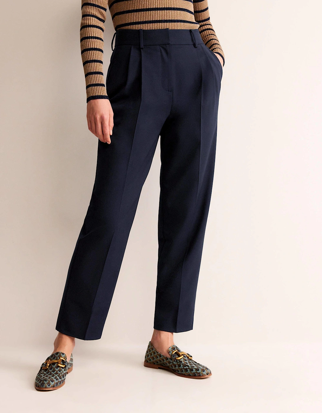 Pleat-Front Tapered Trousers