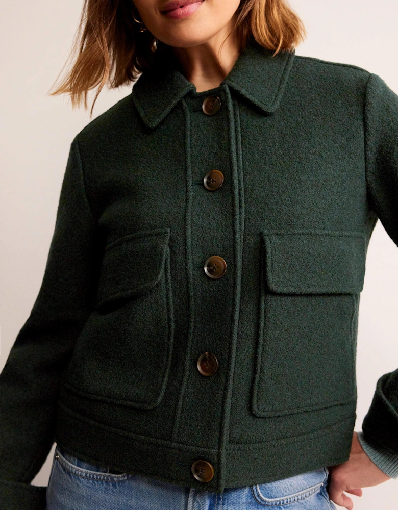 Collared Textured Wool Jacket
