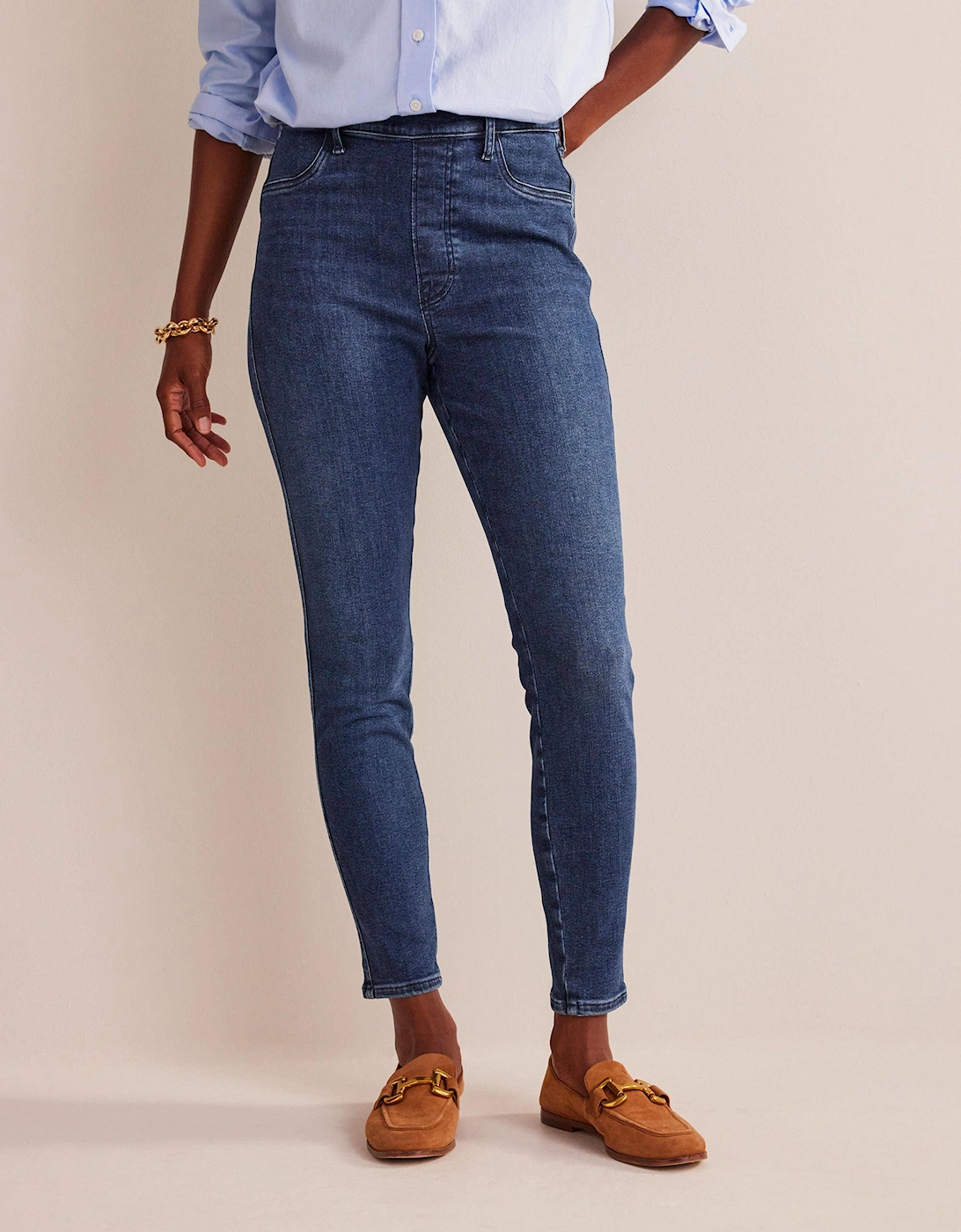 High Rise Pull-On Skinny Jeans