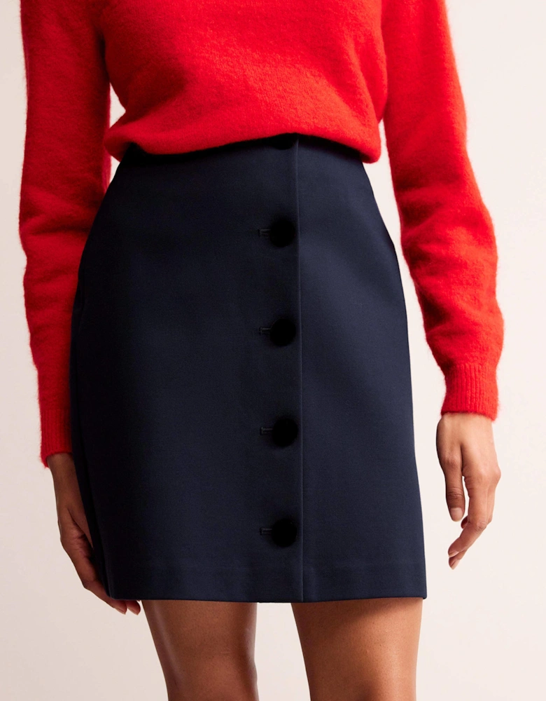 Buttoned Ponte Mini Skirt