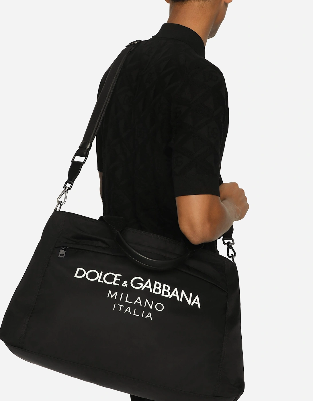 Logo Embellished Weekend Bag Black