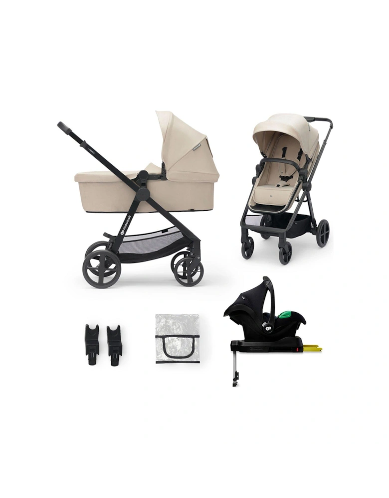4-in-1 NEWLY Travel System (with MINK PRO i-size Car Seat and an ISOFIX Base) - Beige