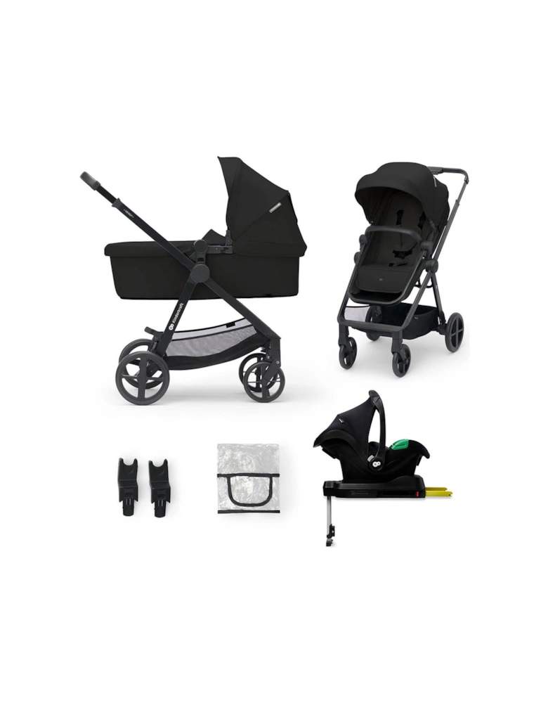 4-in-1 Travel System NEWLY (with MINK PRO i-size car seat and an ISOFIX base) - Black