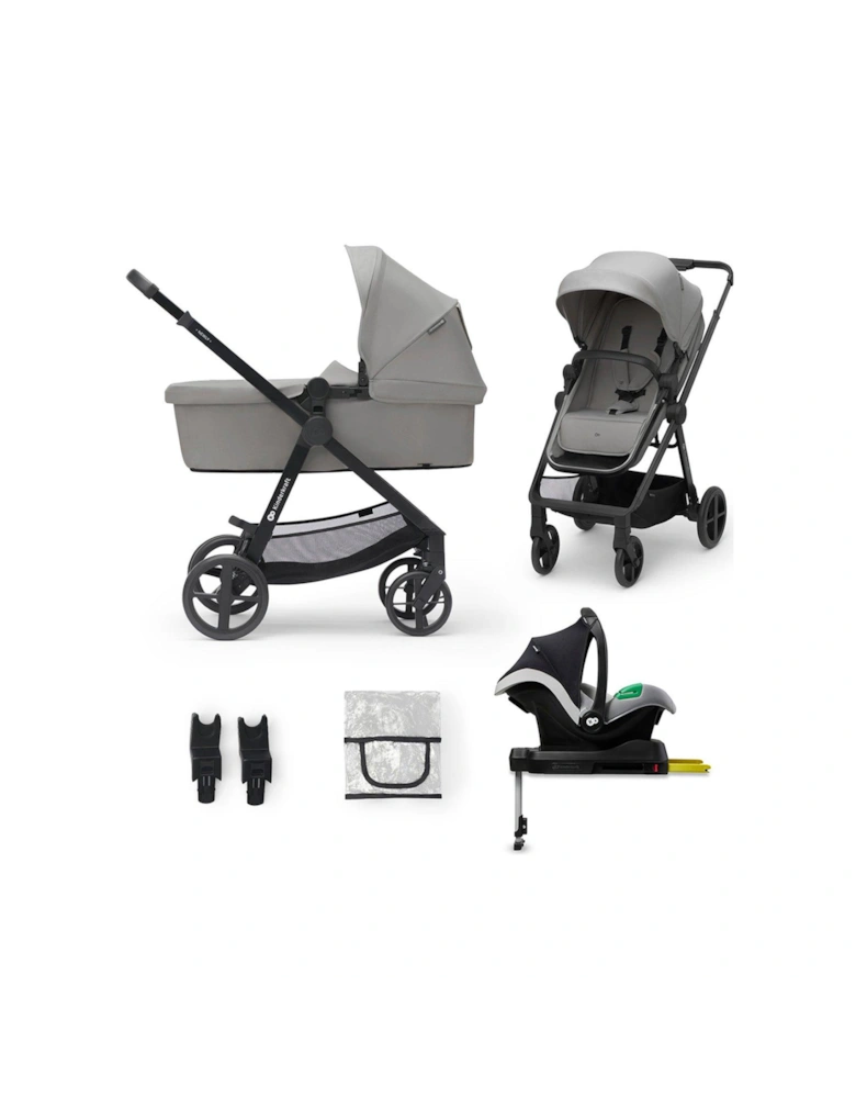 NEWLY 4-in-1 Travel System (with MINK PRO i-size Car Seat and an ISOFIX base) - Grey