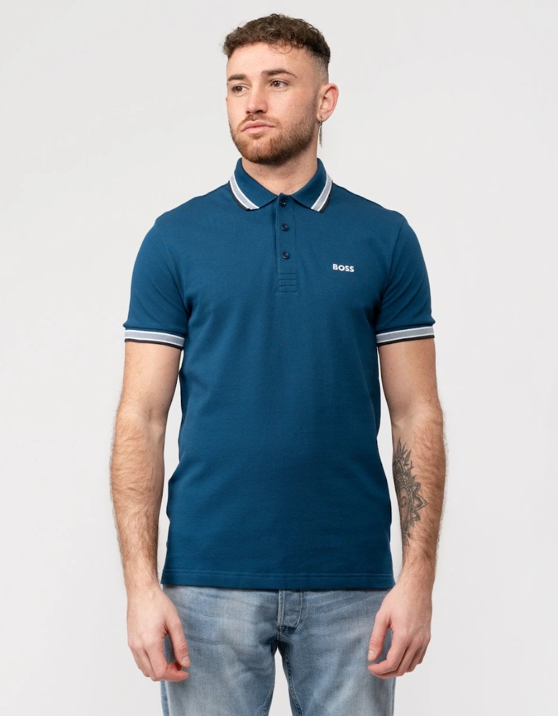 BOSS Green Paddy Mens Organic Cotton Polo With Contrast Logo Details, 5 of 4