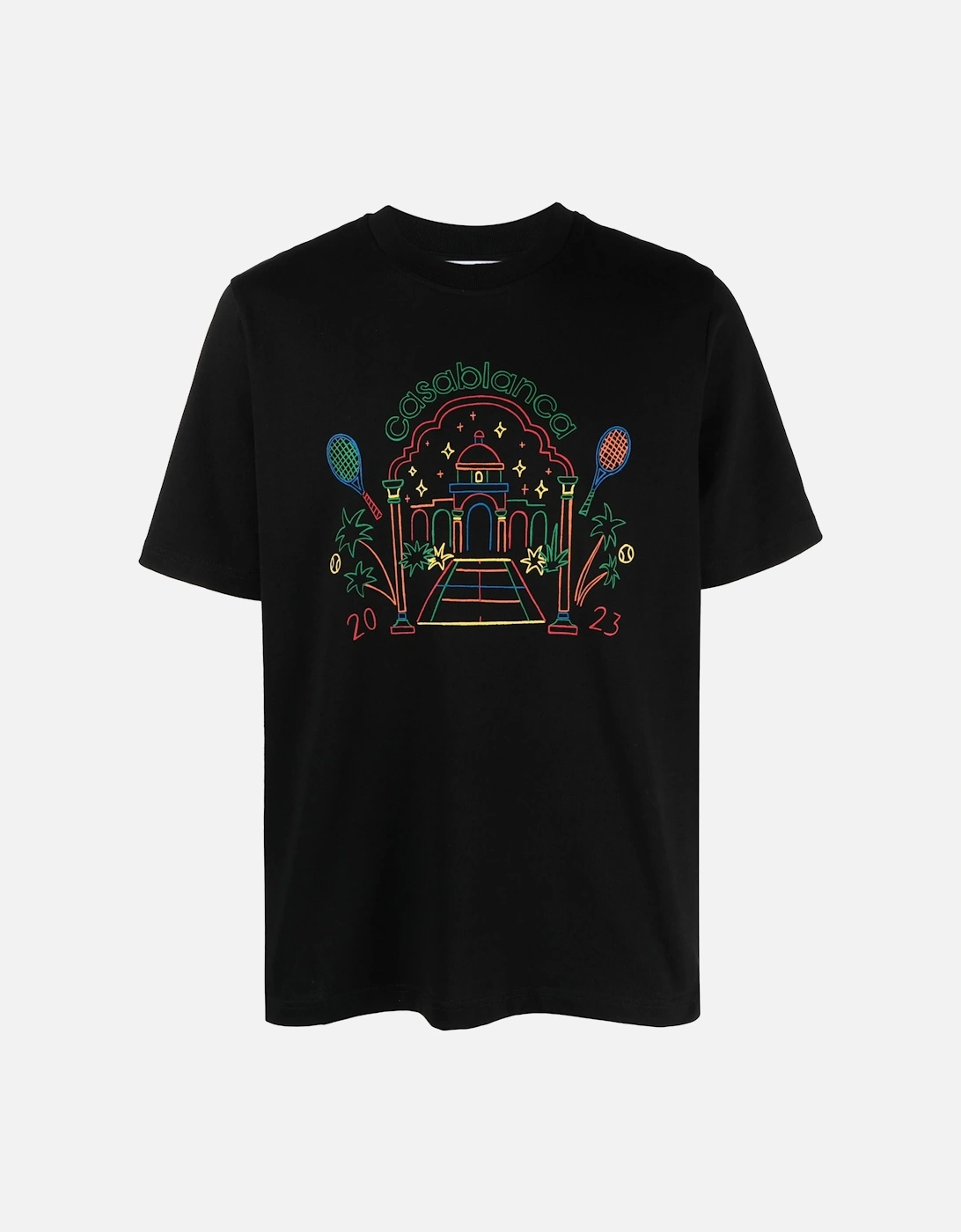 Rainbow Crayon Temple Printed T-Shirt in Black, 6 of 5