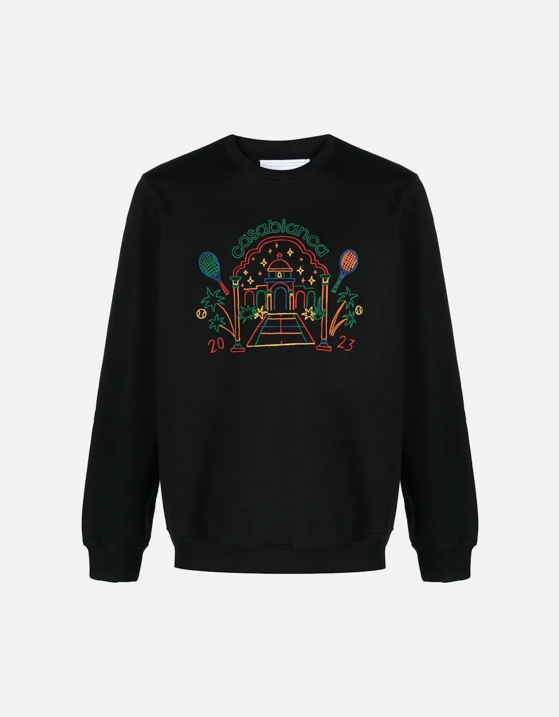 Rainbow Crayon Temple Embroidered Sweatshirt in Black, 6 of 5