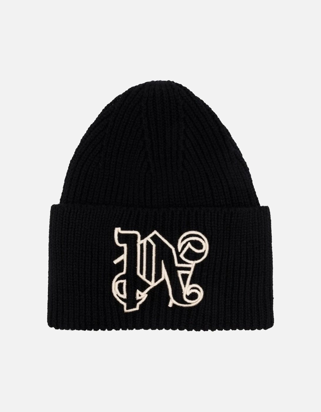 Embroidered Monogram Beanie in Black, 3 of 2