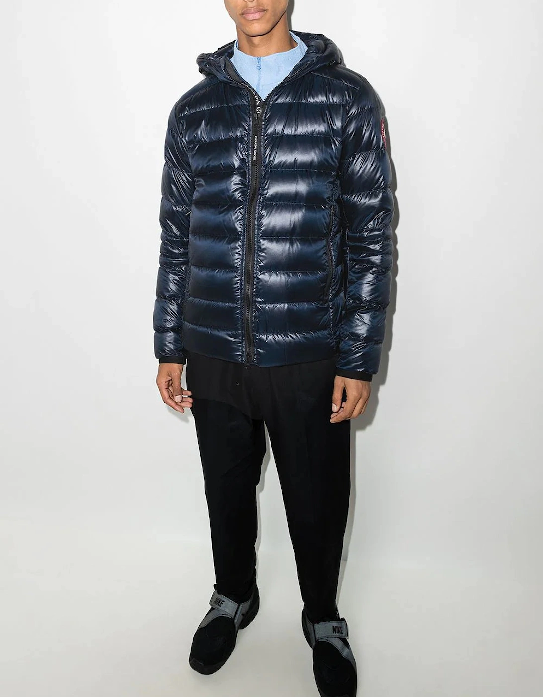 Crofton Padded Down Hooded Jacket in Navy