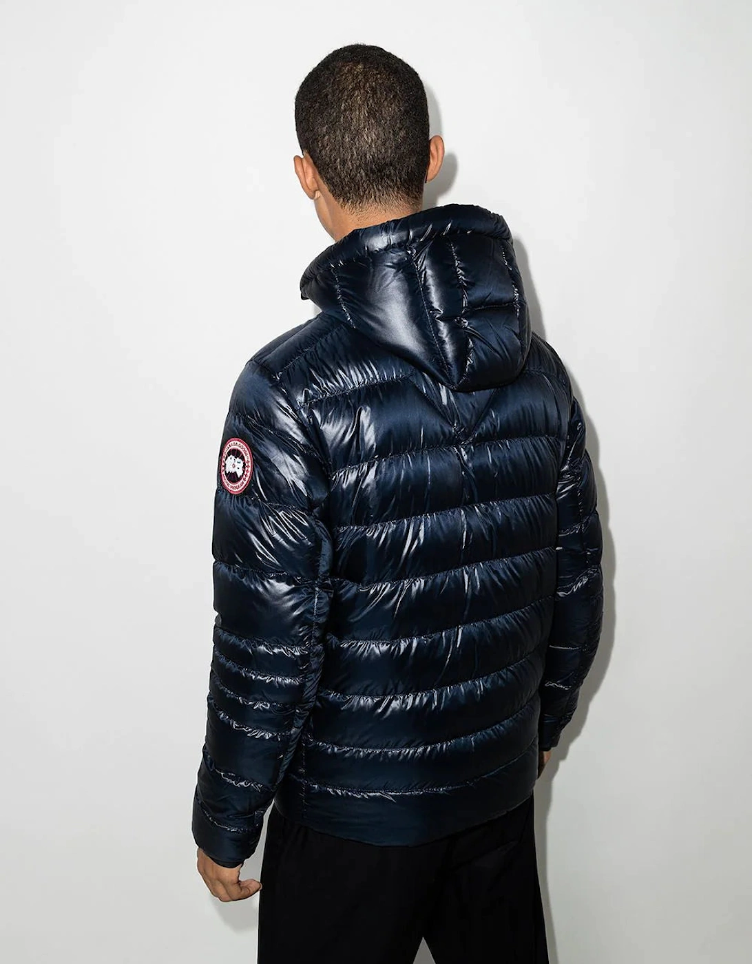 Crofton Padded Down Hooded Jacket in Navy