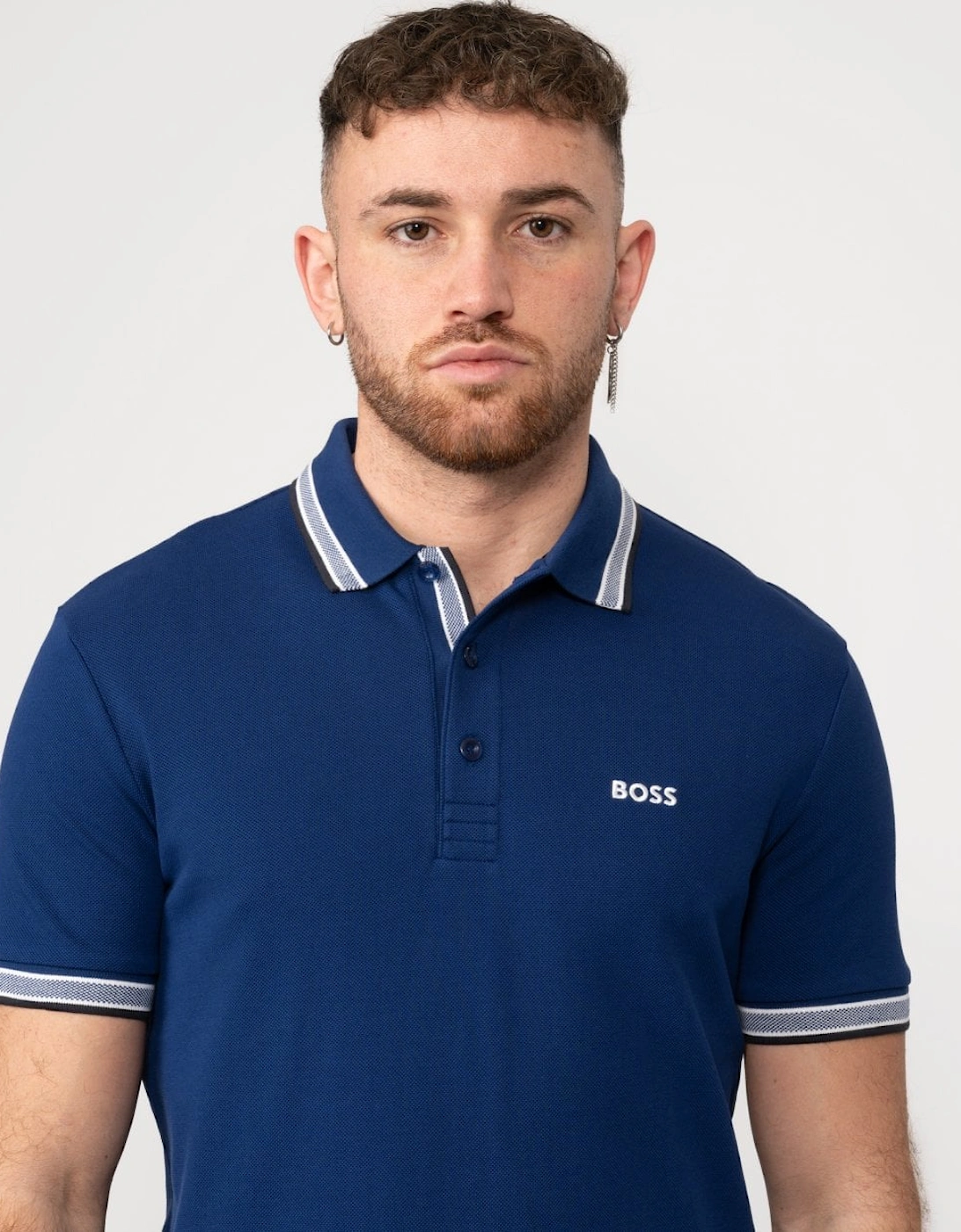 BOSS Green Paddy Mens Organic Cotton Polo With Contrast Logo Details