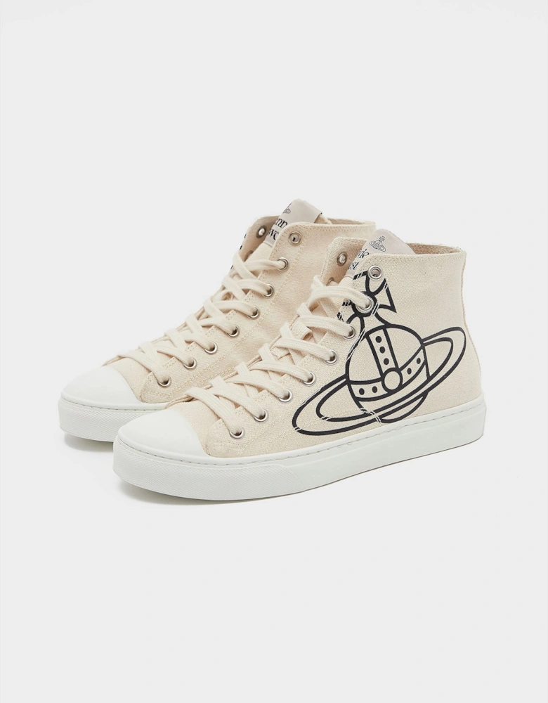 Womens Canvas Plimsole High Top Trainers