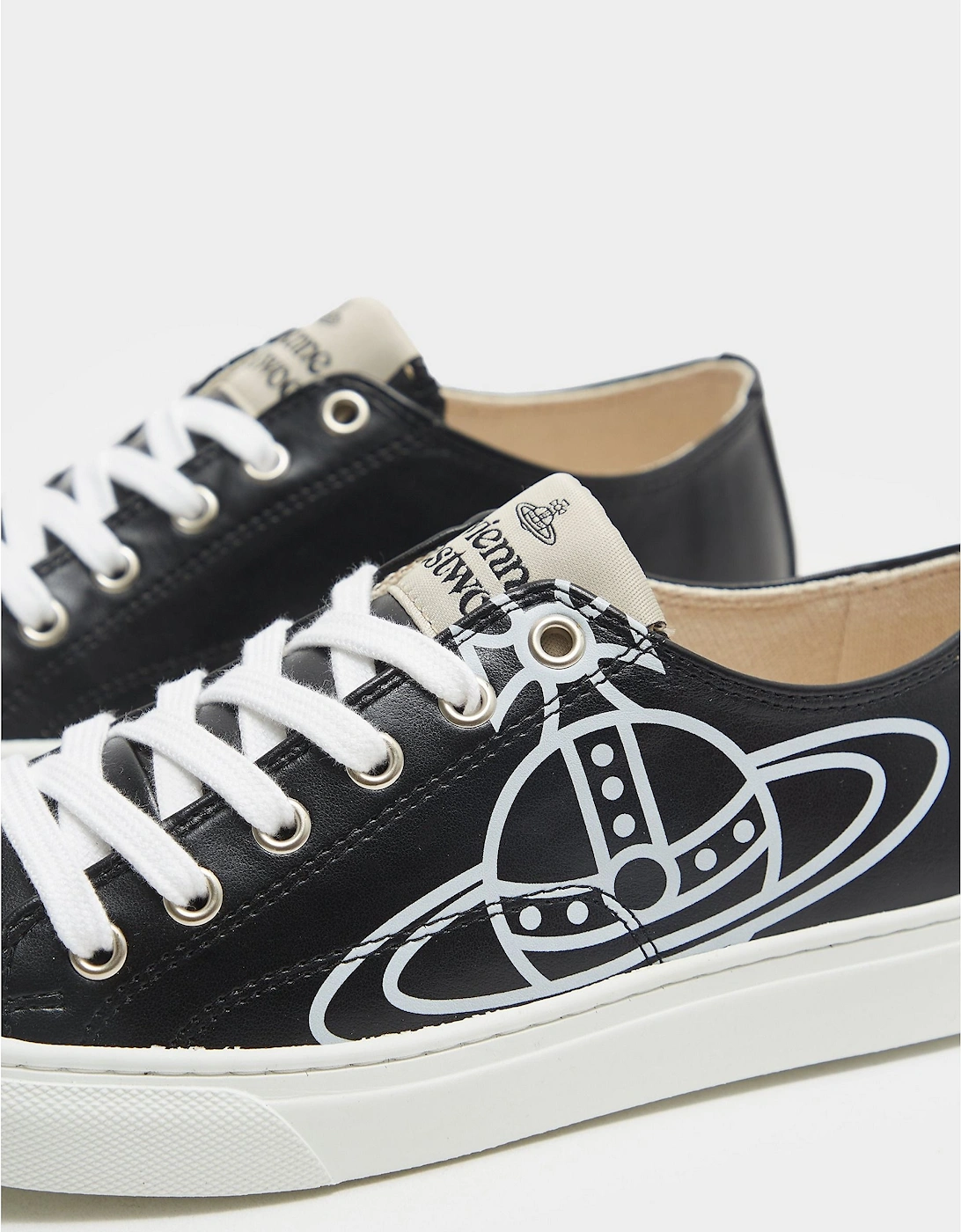 Womens Leather Plimsole Low Top Trainers