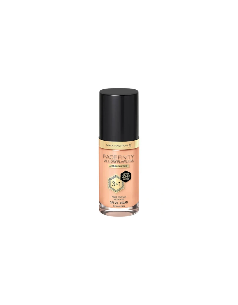 Facefinity All Day Flawless 3 in 1 Vegan Foundation - N75 Golden