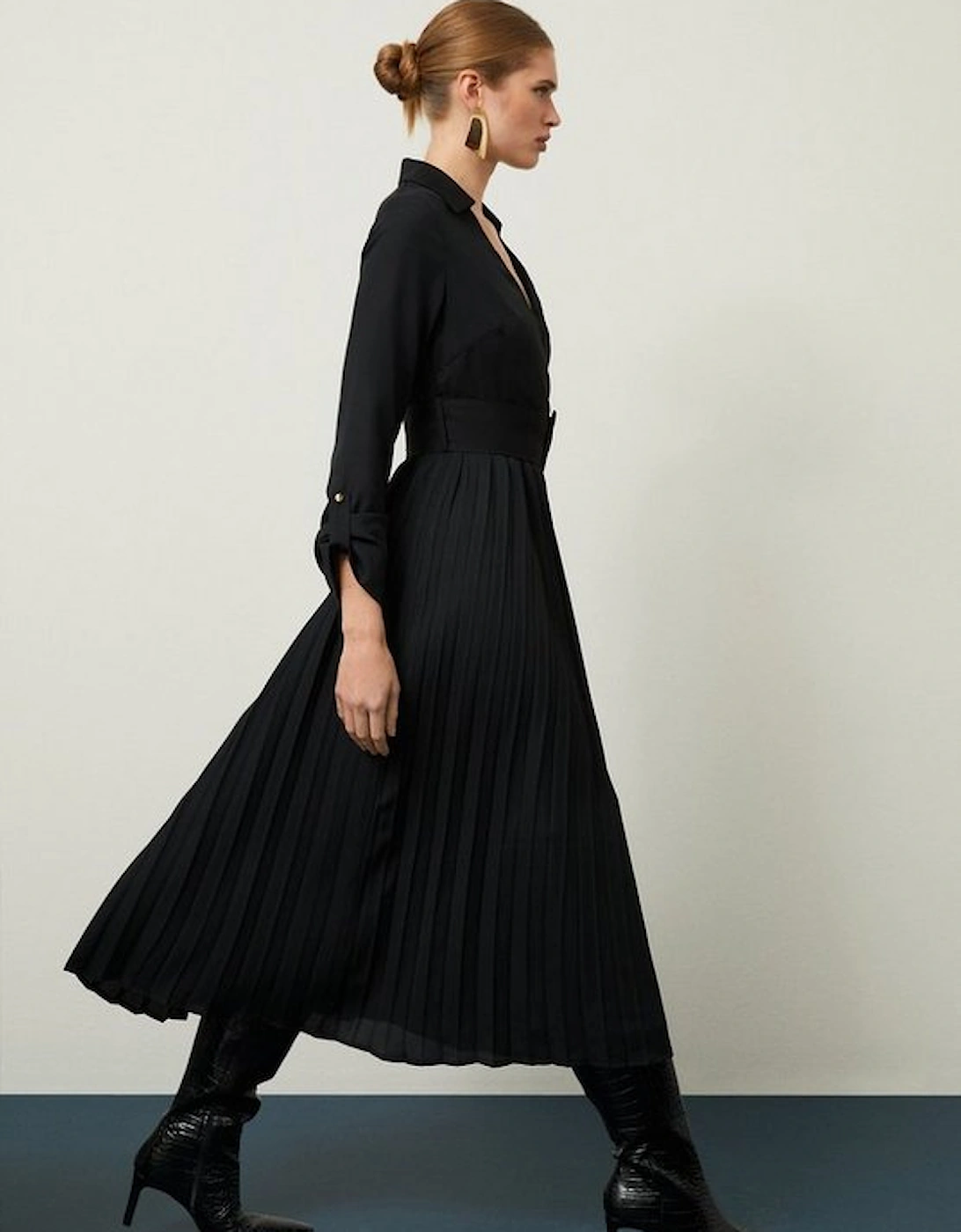 Pleated Georgette Woven Midi Dress, 5 of 4