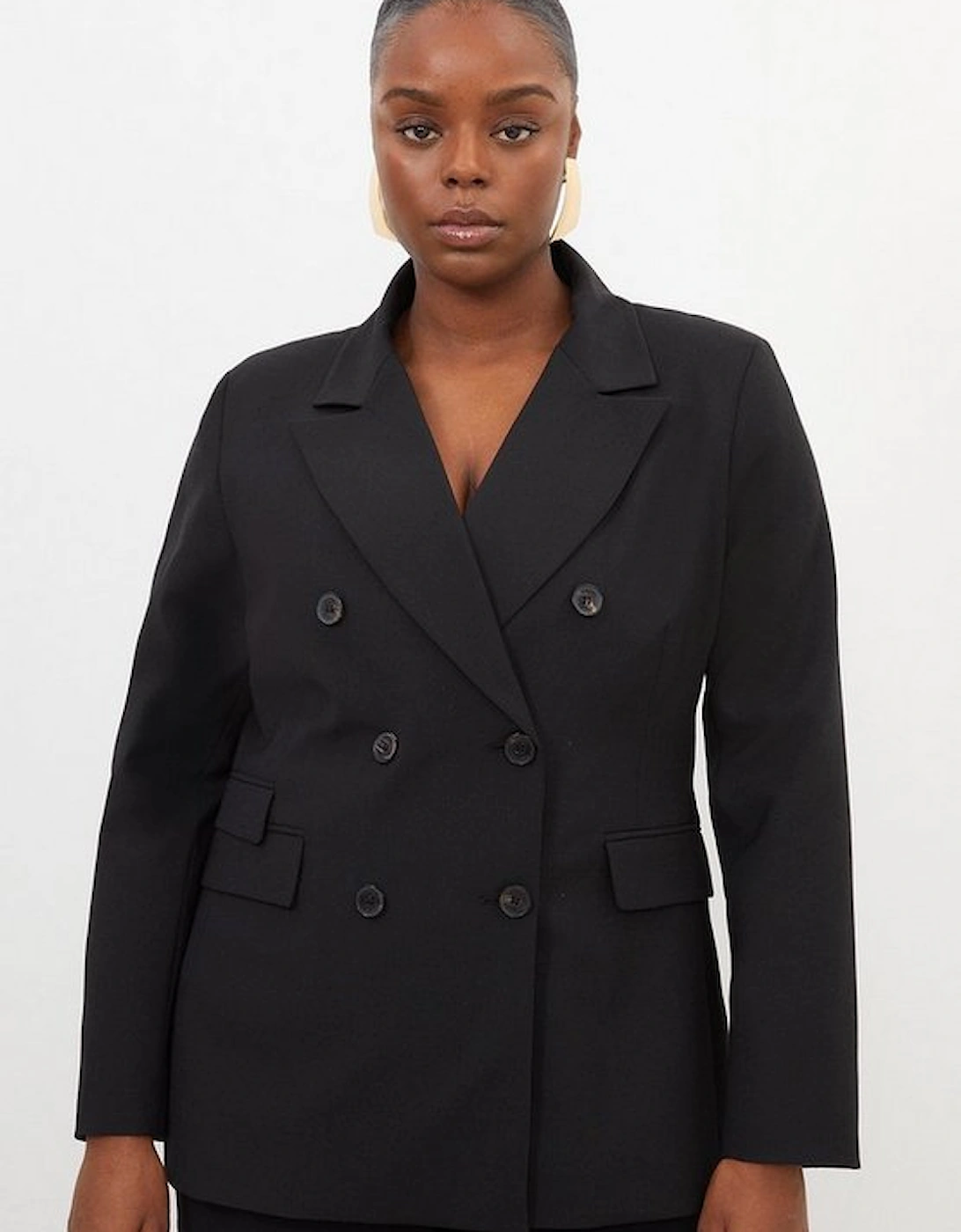 Plus Size Wool Blend Tailored Double Breasted Blazer, 5 of 4