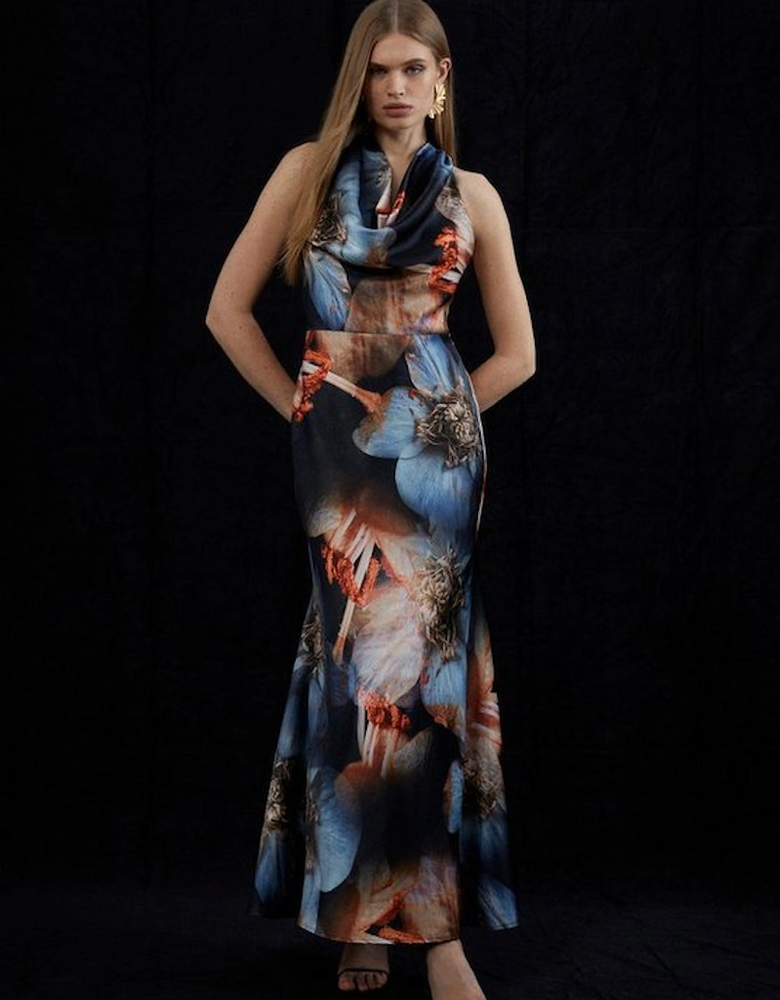 Tall Photographic Floral Woven Satin Maxi Dress, 5 of 4
