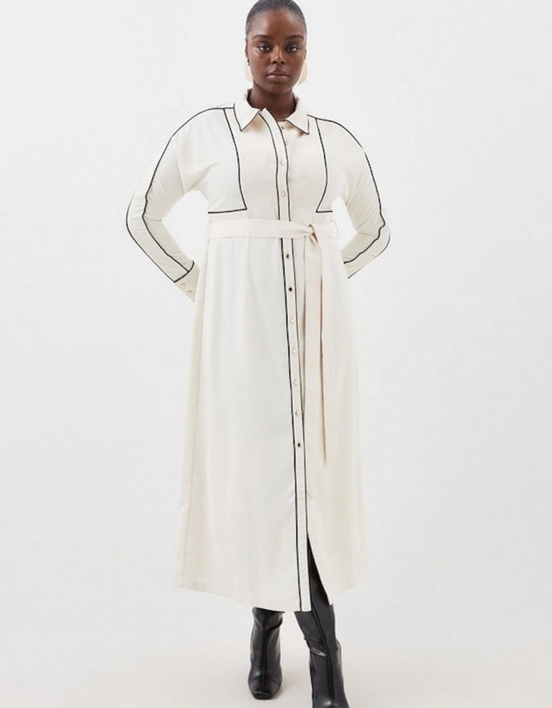 Plus Size Contrast Twill Woven Midaxi Dress