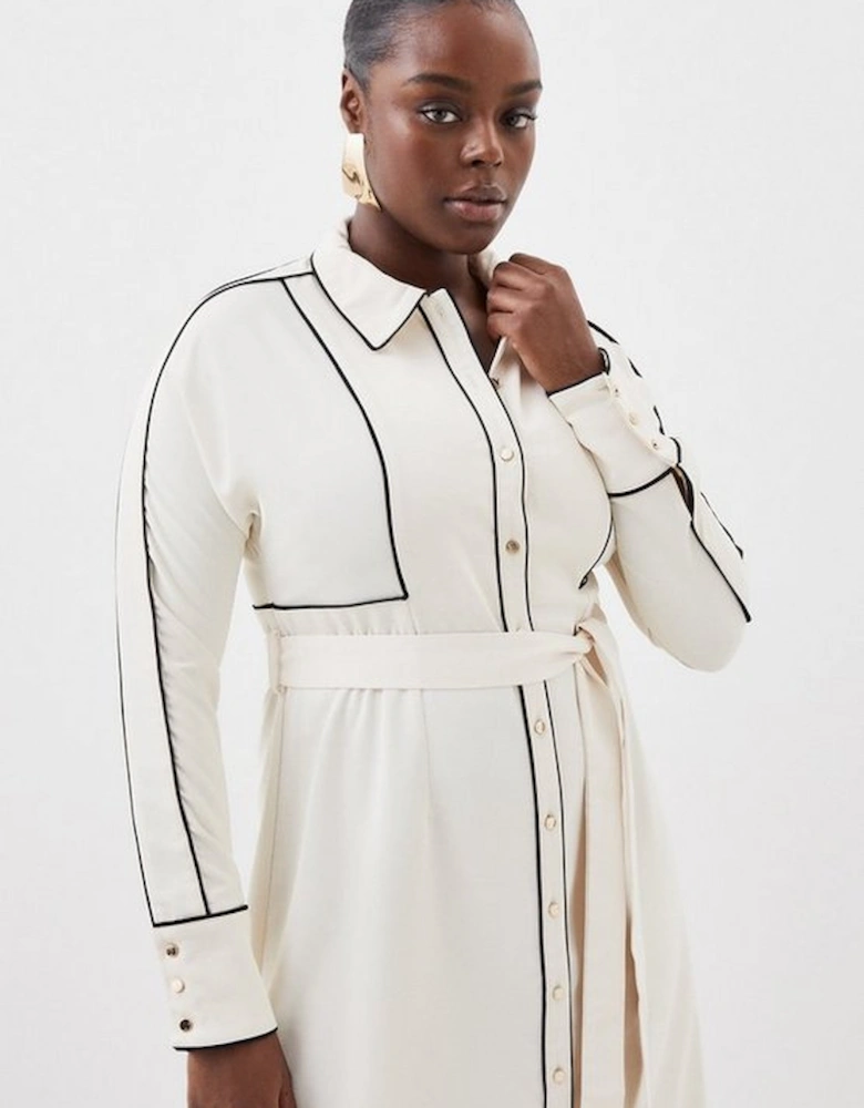 Plus Size Contrast Twill Woven Midaxi Dress