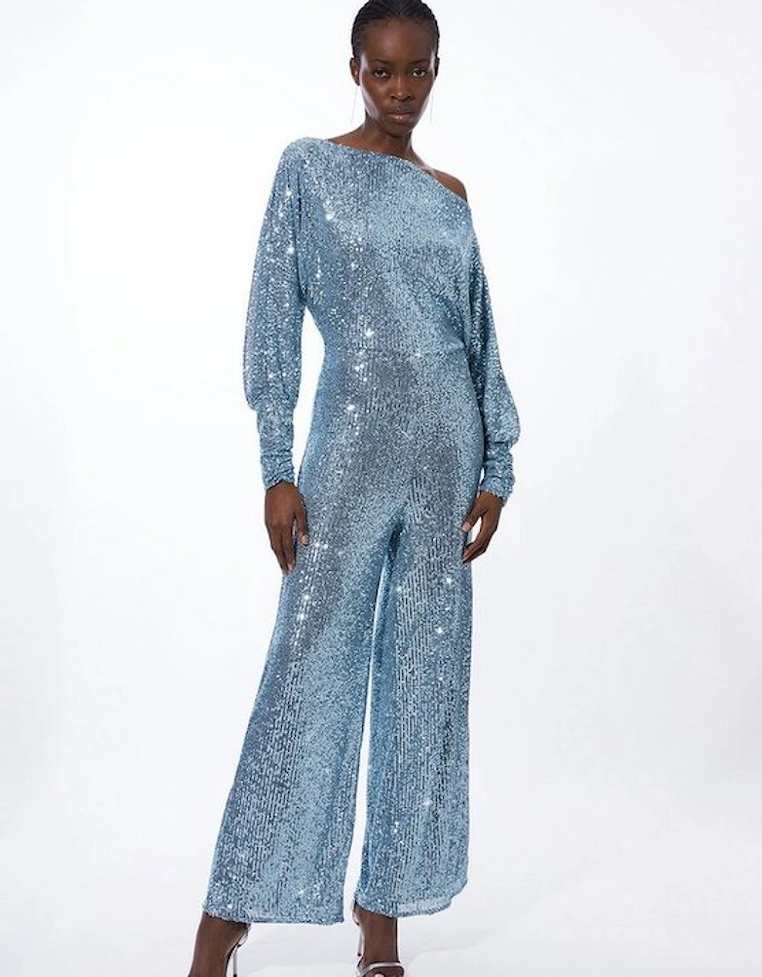 Stretch Jersey Sequin Wide Leg Jumpsuit, 5 of 4