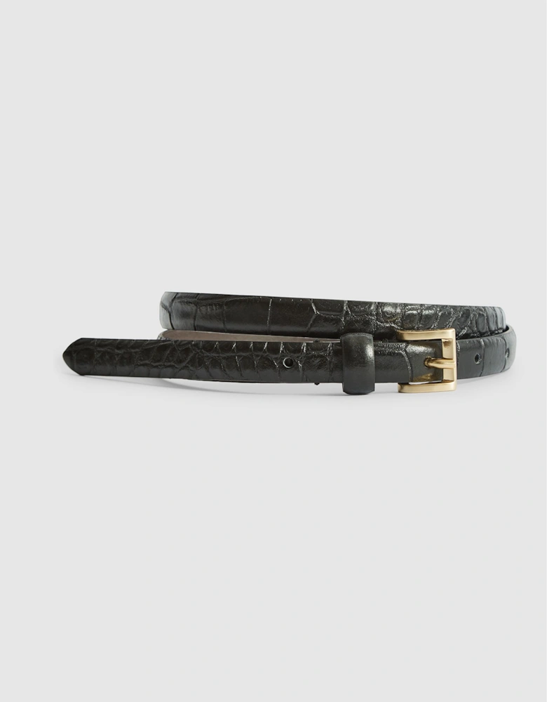 Leather Croc Embossed Mini Belt