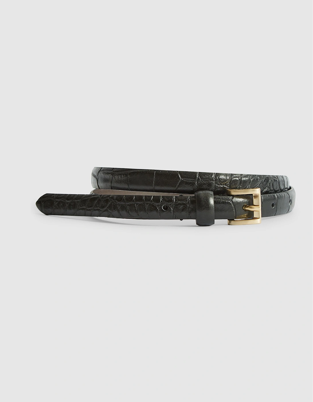 Leather Croc Embossed Mini Belt, 2 of 1