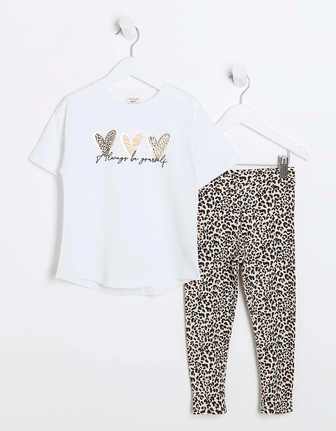 Mini Girl Leopard Print T-Shirt Set - White, 6 of 5