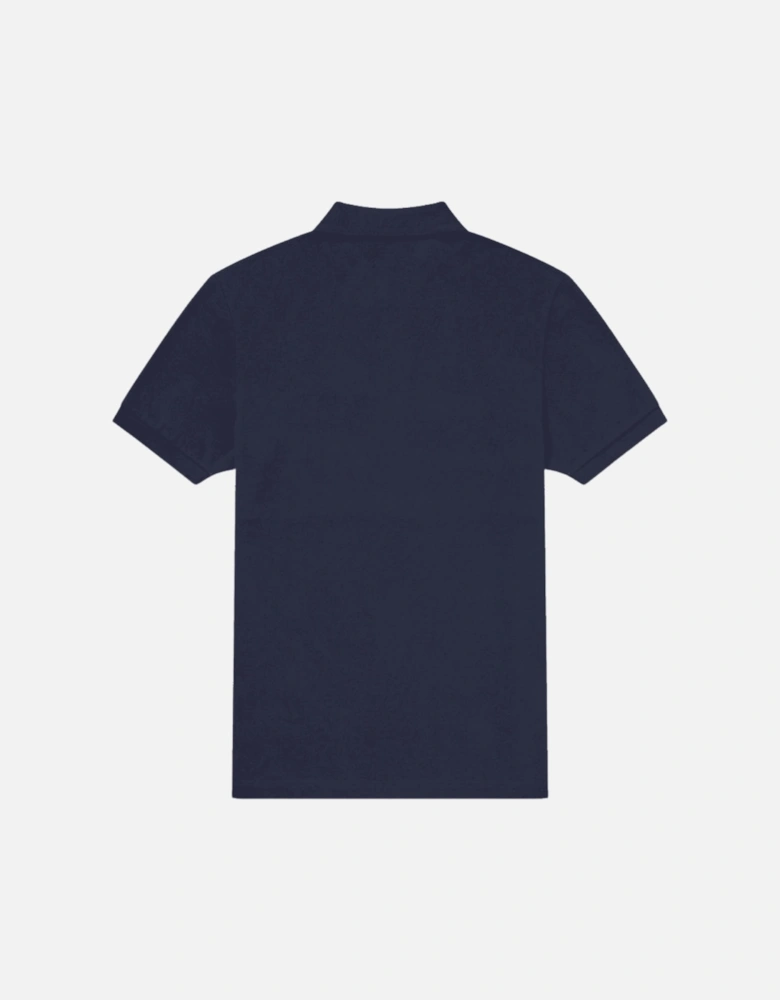 Zipped Funnel Neck Blue Polo Shirt