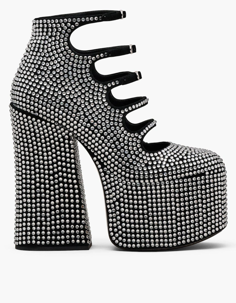 The Kiki Rhinestone Ankle Boots - Black/Crystal