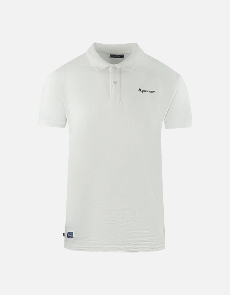 Brand Logo Plain White Polo Shirt