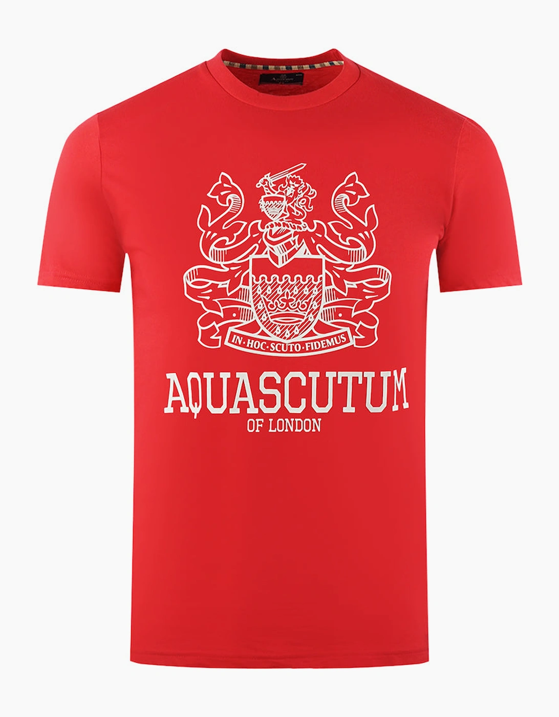 Aquascutum Men's Red Bold London Aldis Brand Logo T-Shirt  38 M