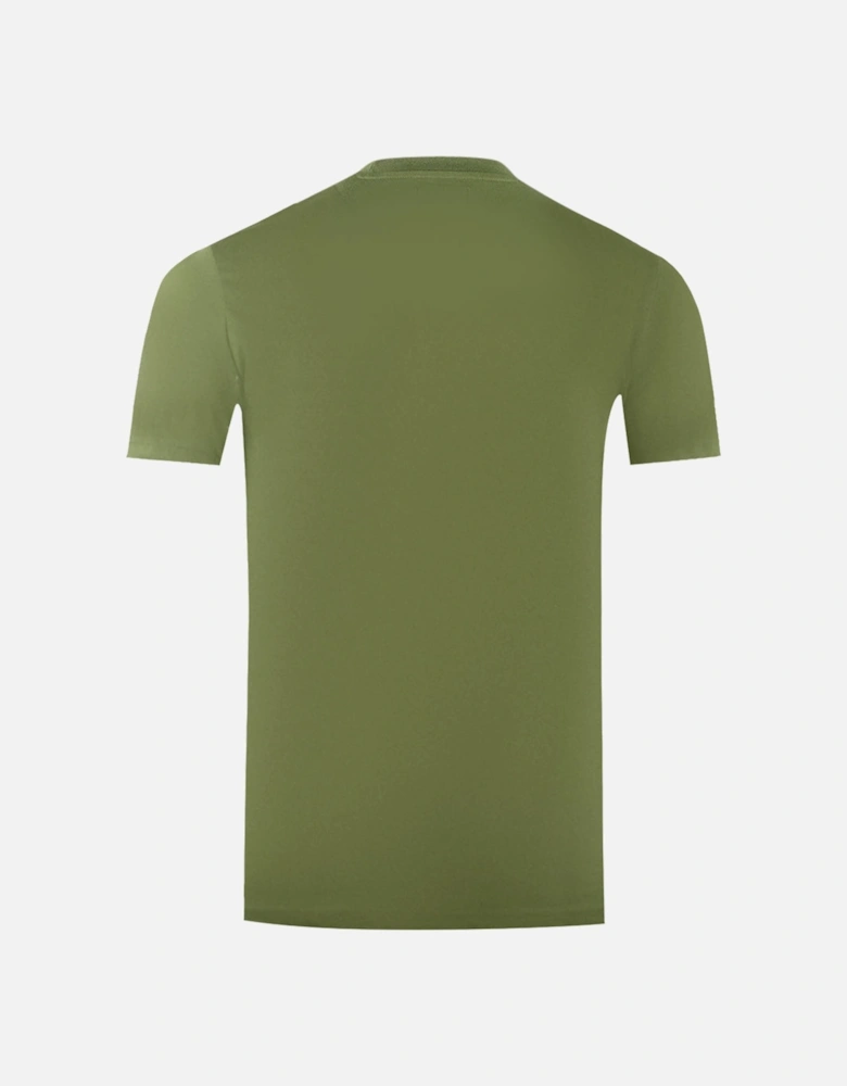 Large Bold London Aldis Brand Logo Army Green T-Shirt