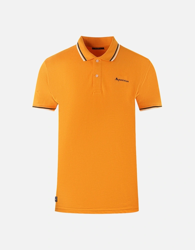 Twin Tipped Collar Brand Logo Orange Polo Shirt