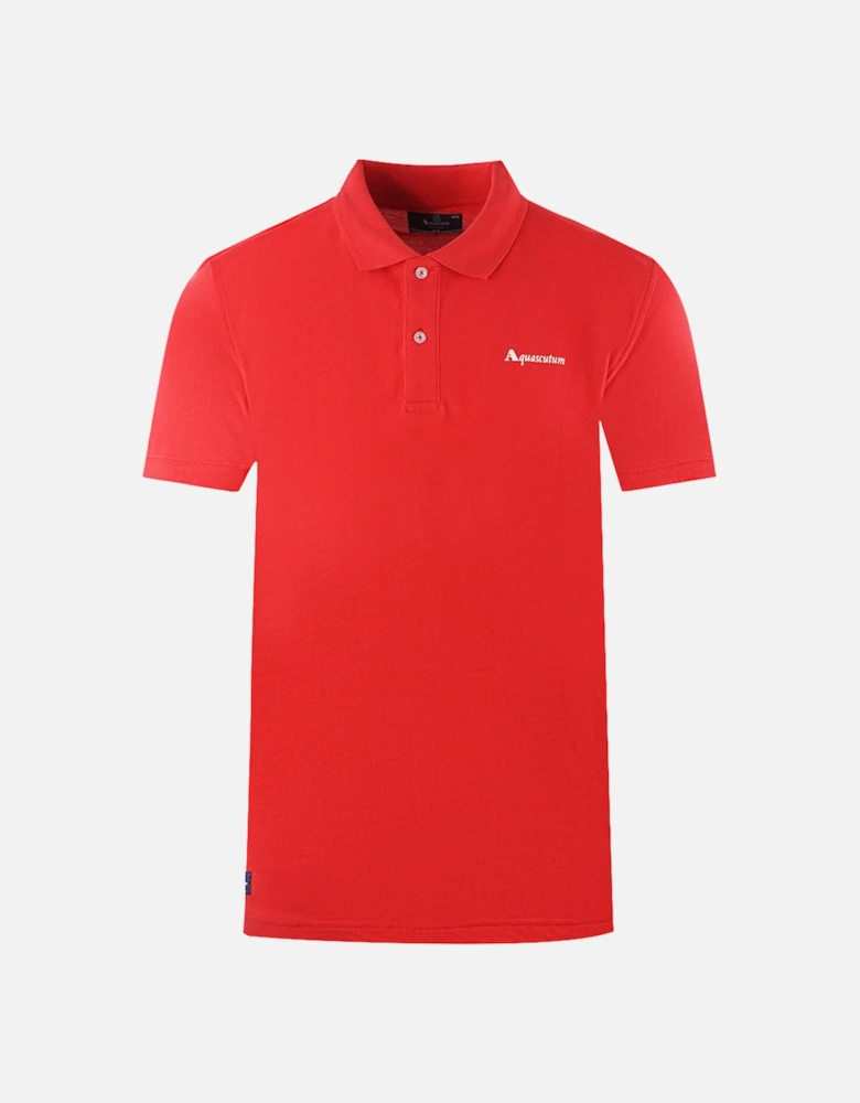 Brand Logo Plain Red Polo Shirt