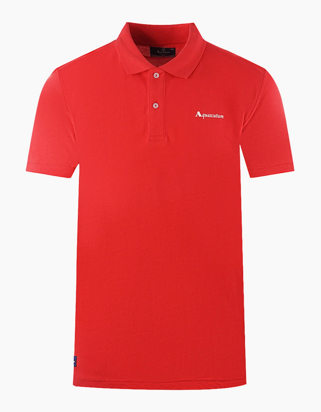Aquascutum Men's Red Brand Logo Plain Polo Shirt - Size: 42