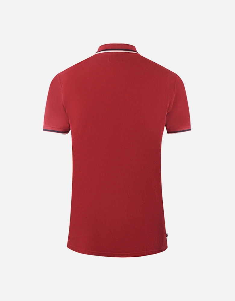 Twin Tipped Collar Brand Logo Bordeaux Red Polo Shirt