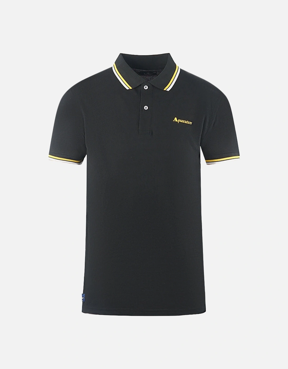 Twin Tipped Collar Brand Logo Black Polo Shirt, 3 of 2