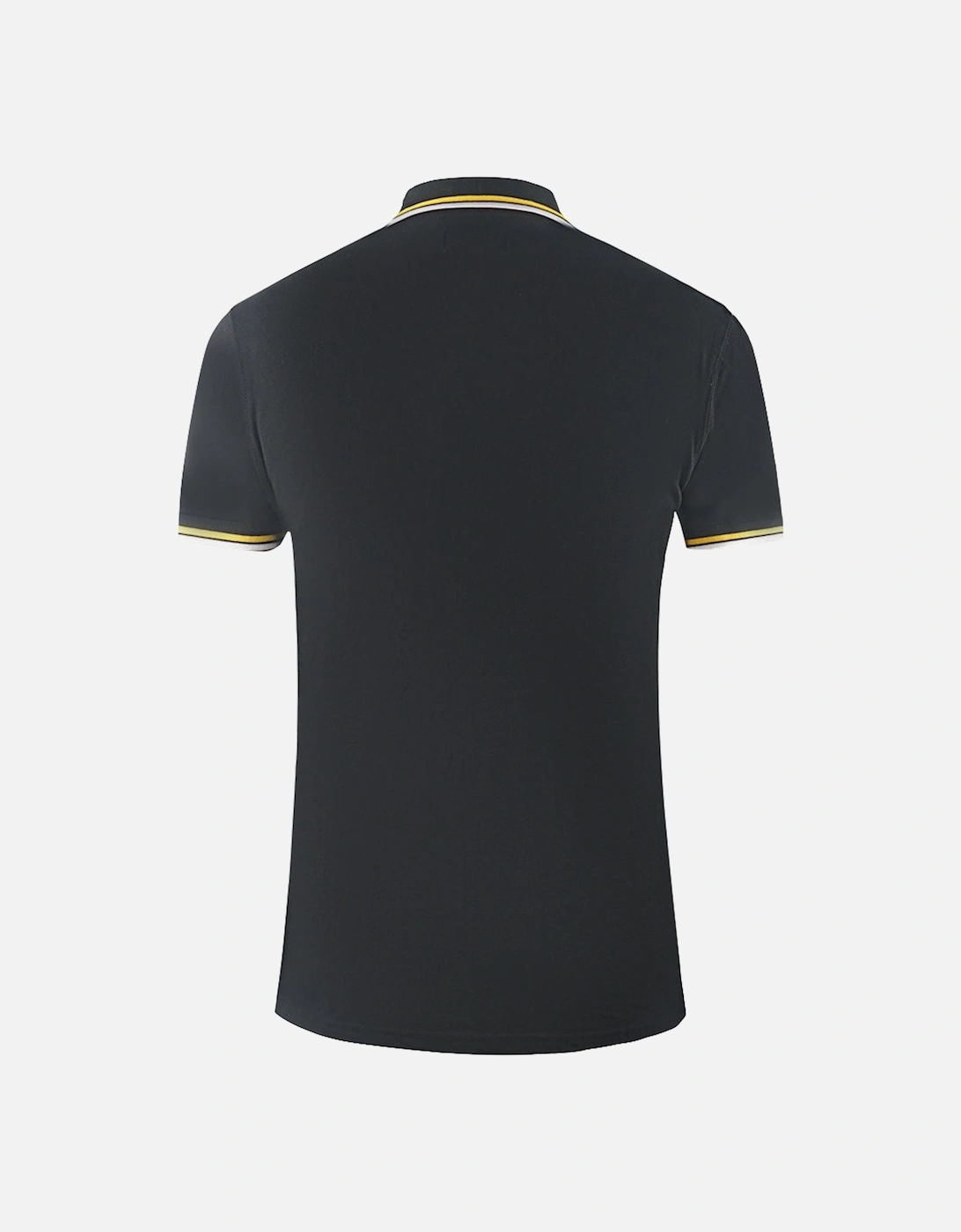 Twin Tipped Collar Brand Logo Black Polo Shirt