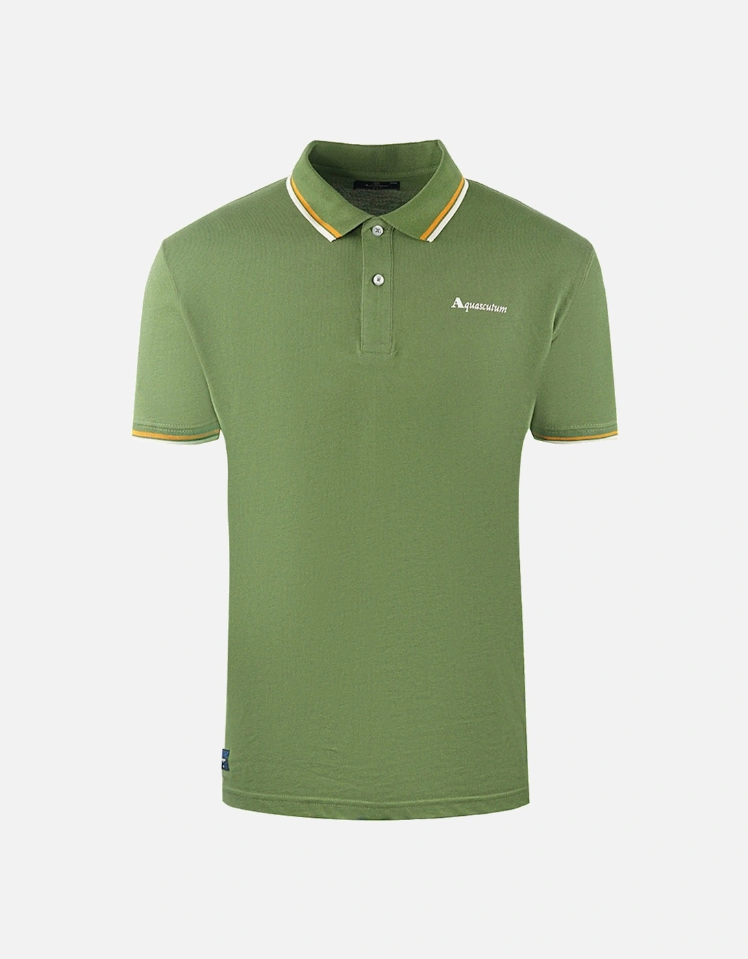 Twin Tipped Collar Brand Logo Army Green Polo Shirt, 3 of 2