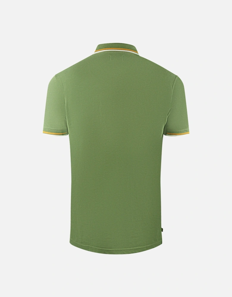 Twin Tipped Collar Brand Logo Army Green Polo Shirt