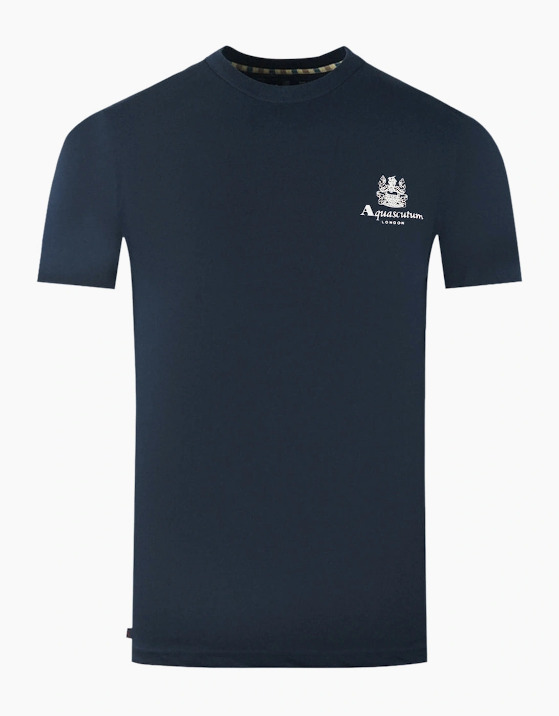 Aquascutum Men's Navy London Aldis Brand Logo On Chest Blue T-Shirt - Size: 36