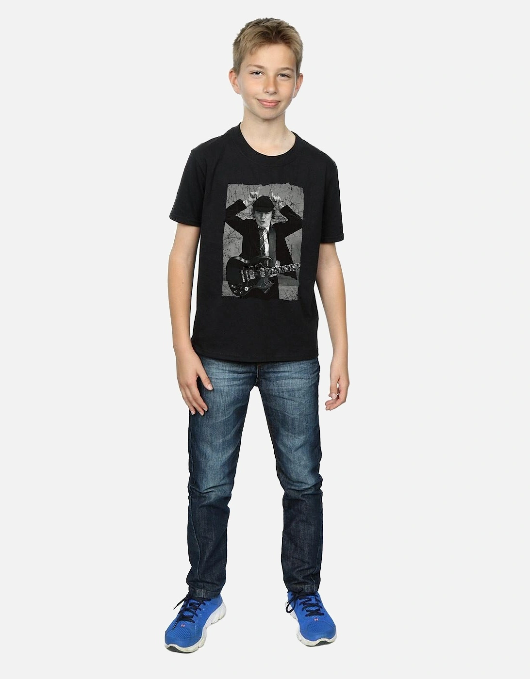 Boys Angus Young Distressed Photo T-Shirt, 8 of 7
