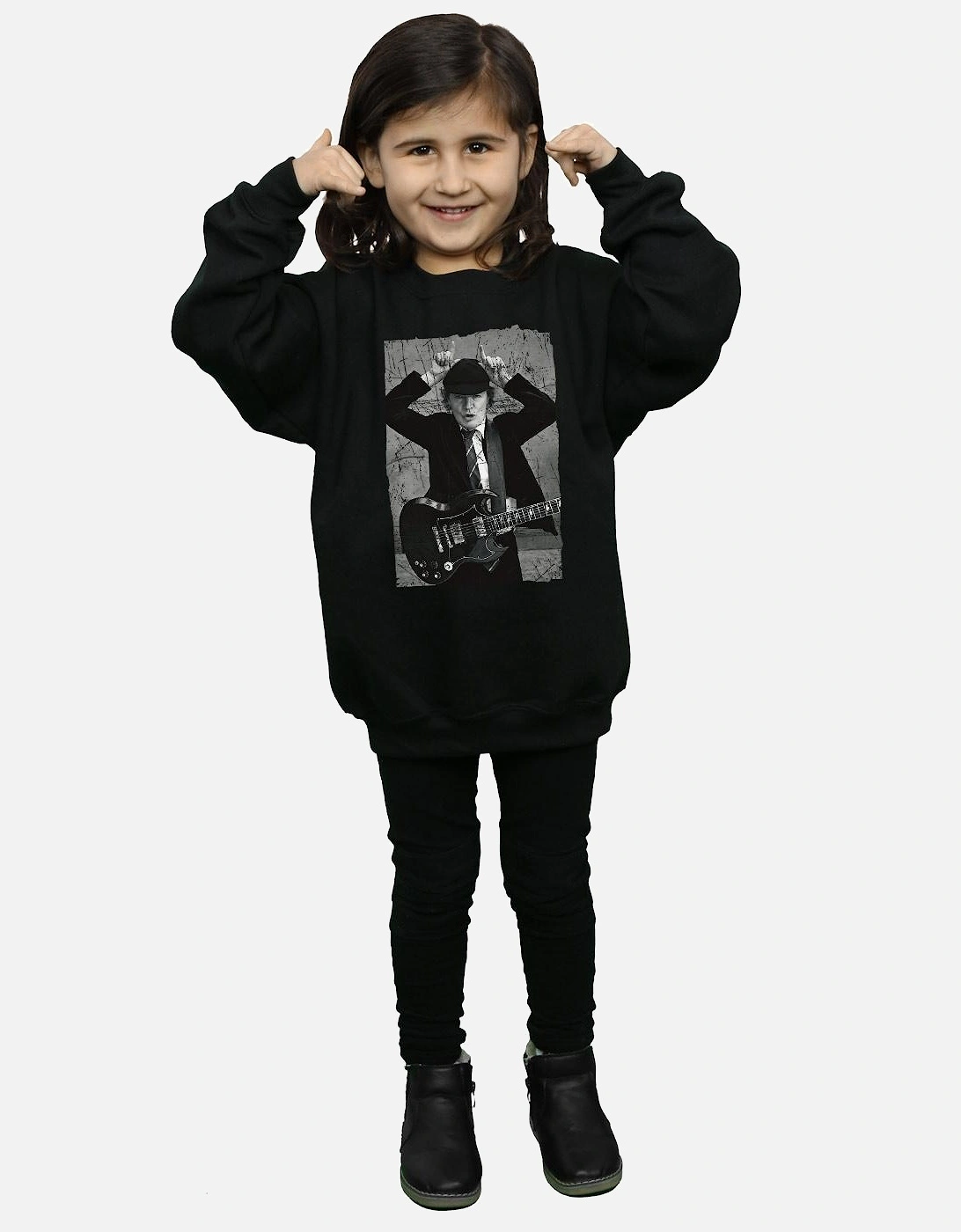 Girls Angus Young Distressed Photo Sweatshirt