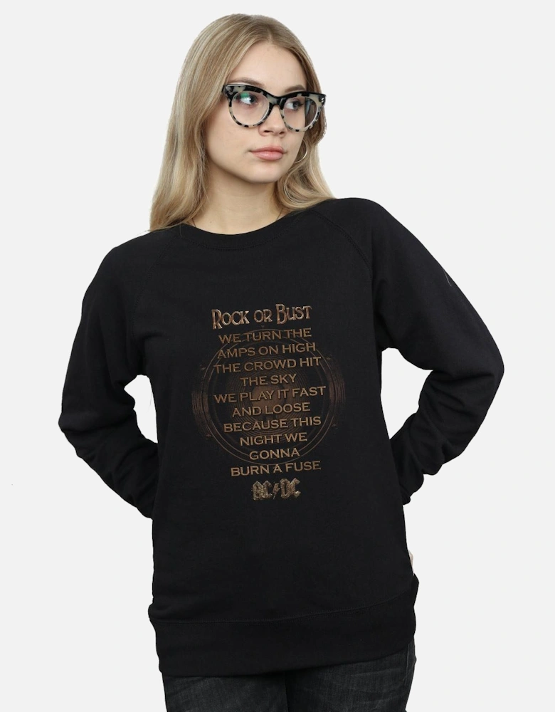 Womens/Ladies Rock Or Bust Lyrics Sweatshirt