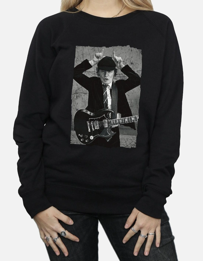 Womens/Ladies Angus Young Distressed Photo Sweatshirt