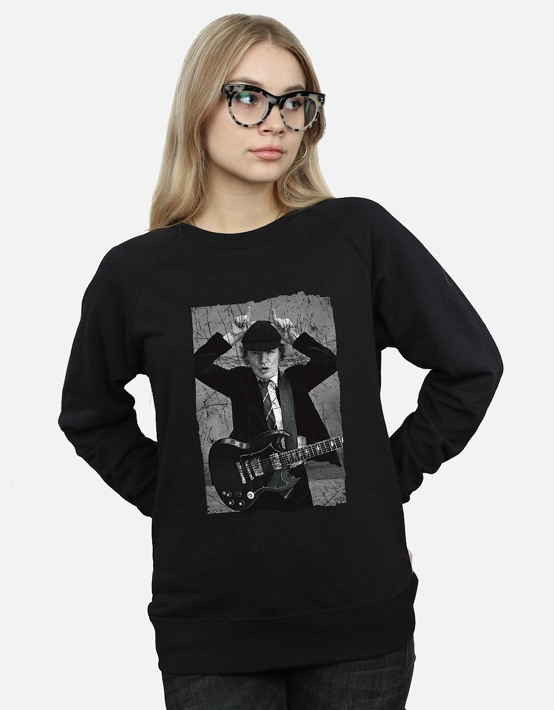 Womens/Ladies Angus Young Distressed Photo Sweatshirt