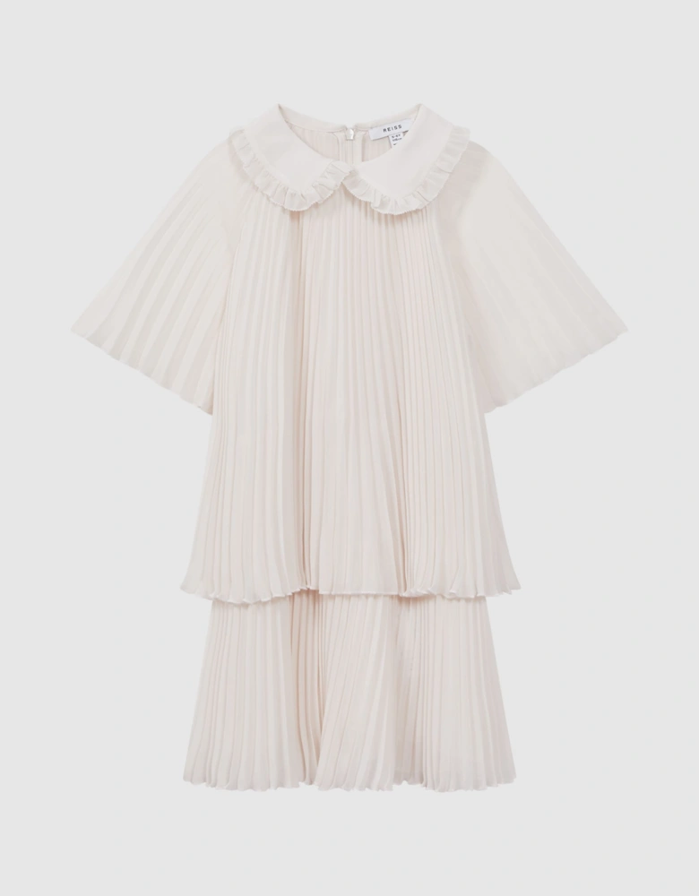 Pleated Collared Tiered Dress