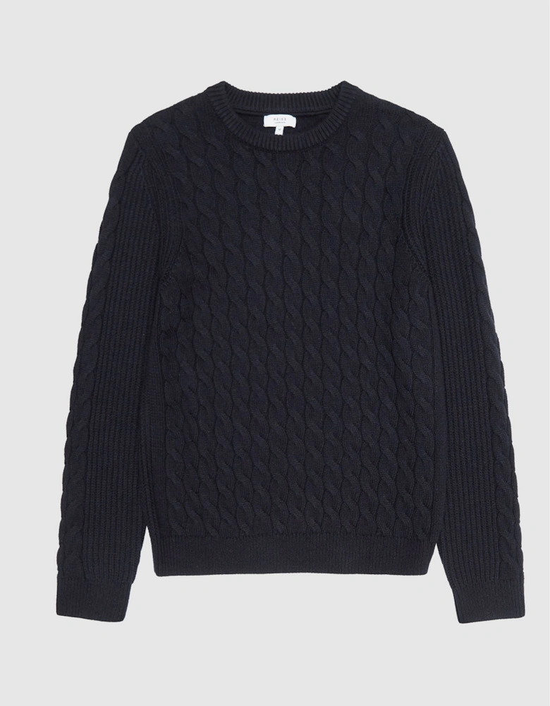 Crew Neck Cable-knit Sweater