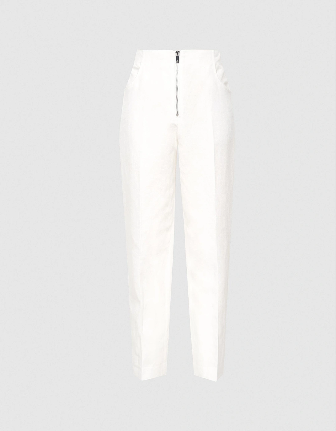 Linen Blend Trousers With Exposed Zip, 2 of 1