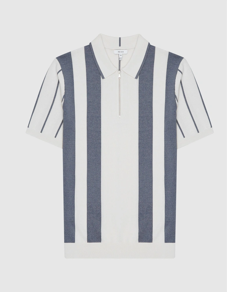 Striped Zip Neck Polo Shirt